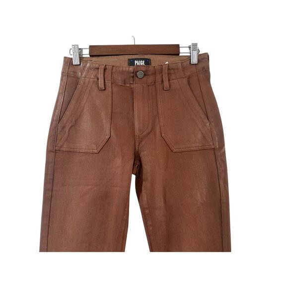 Paige Mayslie Coated Denim Joggers Women 27 Brown Classic Office Stretch Western - Picture 6 of 16